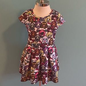 Colorful Kids Dress with Cartoon Print